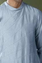 Load image into Gallery viewer, Powder Blue Ombre High-Neck Embroidered Kurta Set