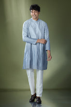 Load image into Gallery viewer, Powder Blue Ombre High-Neck Embroidered Kurta Set