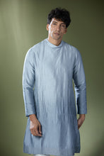Load image into Gallery viewer, Powder Blue Ombre High-Neck Embroidered Kurta Set