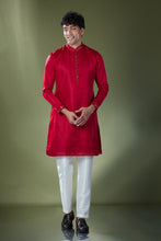 Load image into Gallery viewer, Cherry Red Mirror Embroidered Kurta Set
