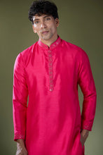 Load image into Gallery viewer, Fuscia Mirror Embroidered Kurta Set