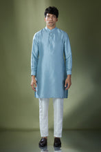 Load image into Gallery viewer, Blue Embroidered Kurta-Jacket Set