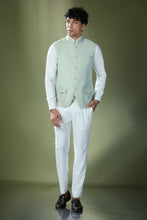 Load image into Gallery viewer, Pista Green Stitch Jacket-Shirt-Pant Set