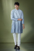 Load image into Gallery viewer, Powder Blue Ombre High-Neck Embroidered Kurta Set