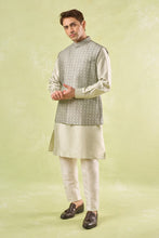 Load image into Gallery viewer, Beige Embroidered Kurta-Bundi Set