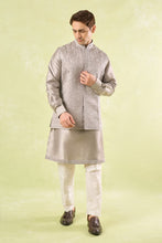 Load image into Gallery viewer, Grey Embroidered Kurta-Bundi Set