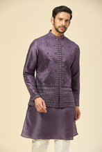 Load image into Gallery viewer, Purple Embroidered Kurta-Jacket Set