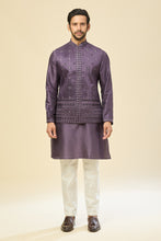 Load image into Gallery viewer, Purple Embroidered Kurta-Jacket Set