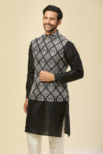 Load image into Gallery viewer, Black Embroidered Kurta-Jacket Set