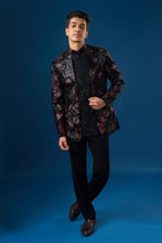 Load image into Gallery viewer, Coal Velour Bandhgala Set