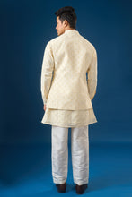 Load image into Gallery viewer, Cream Brocade Kurta-Bundi Set