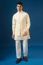Load image into Gallery viewer, Cream Brocade Kurta-Bundi Set