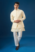 Load image into Gallery viewer, Cream Brocade Kurta-Bundi Set