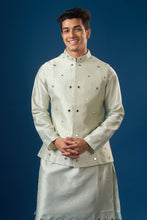 Load image into Gallery viewer, Sage Green Mirror Embroidered Kurta-Bundi Set