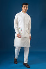 Load image into Gallery viewer, Off White Embroidered Kurta-Bundi Set