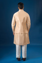Load image into Gallery viewer, Peach Mirror Embroidered Kurta-Bundi Set