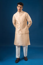 Load image into Gallery viewer, Peach Mirror Embroidered Kurta-Bundi Set