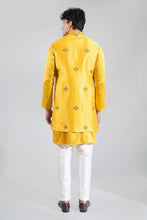 Load image into Gallery viewer, Yellow Embroidered Kurta-Jacket Set