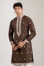 Load image into Gallery viewer, Brown Embroidered Kurta Set