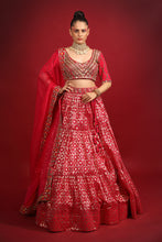 Load image into Gallery viewer, rani banarasi chanderi lehenga set with organza dupattat and blouse