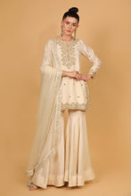 Load image into Gallery viewer, ivory chanderi silk garara set with organza dupattat