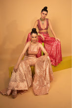 Load image into Gallery viewer, rani banarasi chanderi sharara with organza cape and blouse
