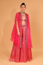 Load image into Gallery viewer, rani banarasi chanderi sharara with organza cape and blouse