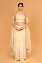 Load image into Gallery viewer, ivory organza cape with crepe dhoti set with cape