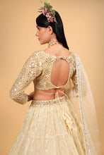 Load image into Gallery viewer, ivory banarasi organza lehenga with organza dupattat and blouse