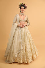Load image into Gallery viewer, ivory banarasi organza lehenga with organza dupattat and blouse