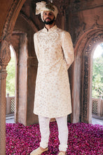 Load image into Gallery viewer, Cream Moti and Sequins Embroidered Sherwani