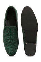 Load image into Gallery viewer, Emerald Eclipse Velvet Embroidered Shoes