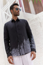 Load image into Gallery viewer, Black City Resham Embroidered Linen Shirt