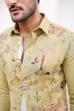 Load image into Gallery viewer, Olive Green Floral Embroidery Shirt