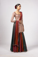 Load image into Gallery viewer, JADE GREEN KURTA LEHENGA PANTS SET