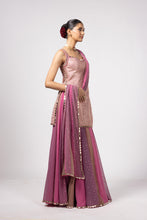 Load image into Gallery viewer, DARK BLUSH KURTA LEHENGA PANTS SET