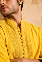 Load image into Gallery viewer, EMBROIDERED MUSTURD PINTUCKED KURTA WITH SALWAR