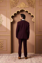Load image into Gallery viewer, BURGUNDY TUXEDO WITH EMBROIDERED VEST AND PANT