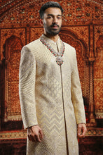 Load image into Gallery viewer, Gold Silk Sherwani with Dori Embroidery