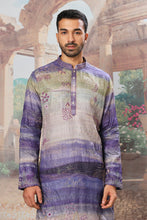 Load image into Gallery viewer, Antique Periwinkle Tussar Kantha Embroidered Kurta Set