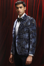 Load image into Gallery viewer, Blue and Black Sequin Jacquard Fabric Tuxedo