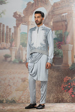 Load image into Gallery viewer, Sapphire Wave Velvet Embroidered Kurta Bundi Set