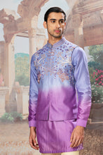 Load image into Gallery viewer, Violet Dusk Ombre Embroidered Kurta Bundi Set