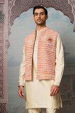 Load image into Gallery viewer, Gul Kantha Linen Embroidered Kurta Bundi Set