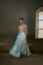 Load image into Gallery viewer, Turquoise Lehenga Choli Set With Jacket