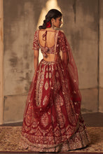 Load image into Gallery viewer, Maroon Raw Silk Double Dupatta Lehenga Set