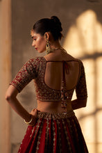 Load image into Gallery viewer, Maroon Raw Silk Double Dupatta Lehenga Set