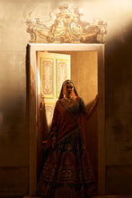 Load image into Gallery viewer, Green Raw Silk Double Dupatta Lehenga Set