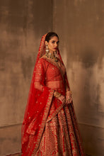 Load image into Gallery viewer, Red Raw Silk Double Dupatta Lehenga Set