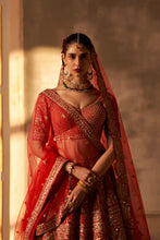 Load image into Gallery viewer, Red Raw Silk Double Dupatta Lehenga Set
